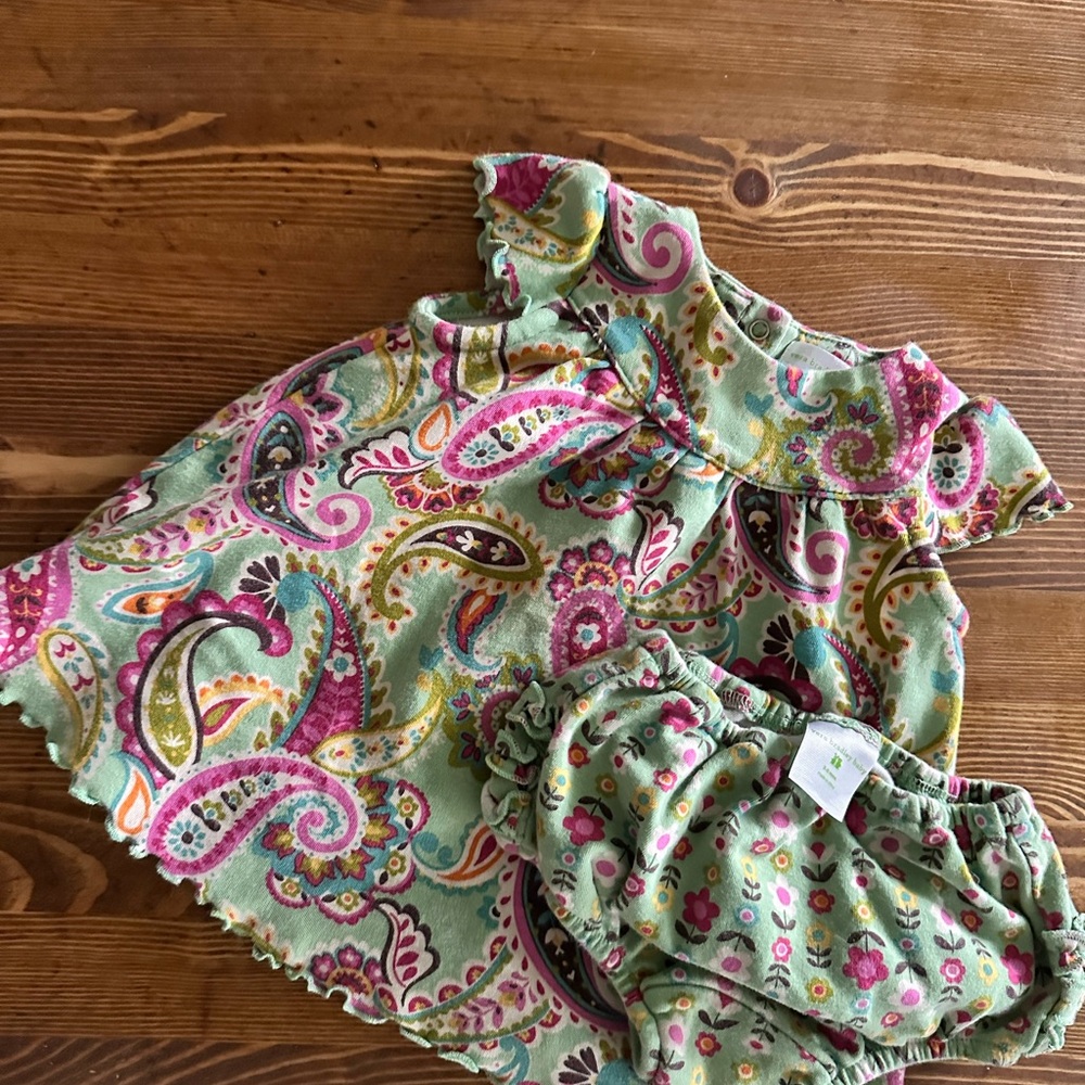 Vera Bradley Paisley Kids Dress Set - Green and Pink